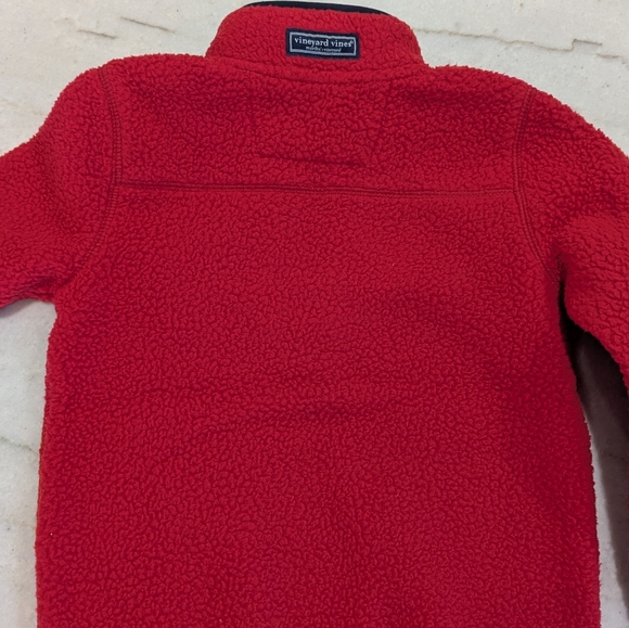 Vineyard Vines Red Boys Sherpa Half Zip Fleece - Picture 8 of 15